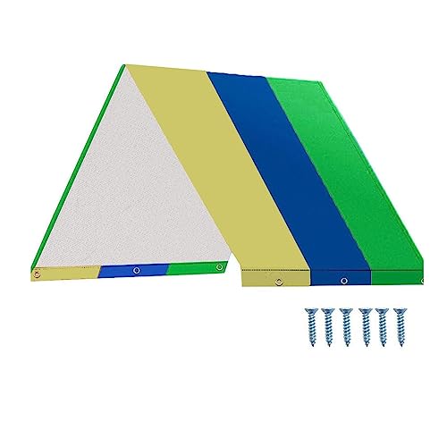 Typutomi Swing Set Replacement Tarp, 52" x 89" Waterproof Playground Replacement Canopy Kids Playground Roof Canopy Cover Backyard Playset Canopy Replacement for Outdoor Swing(Green &Blue&Yellow)