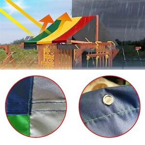 Typutomi Swing Set Replacement Tarp, 52" x 89" Waterproof Playground Replacement Canopy Kids Playground Roof Canopy Cover Backyard Playset Canopy Replacement for Outdoor Swing(Green &Blue&Yellow)