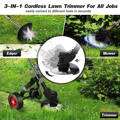 Electric Lawn Mower 2 Wheel Cordless Lawn Mower 3 in 1 Brush Cutter Cordless Grass Trimmer 21v 2000mah Battery Mower Gardening Accessories Shipping from USA Fast Arrival