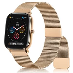 meliya metal bands compatible with amazfit gts/gts2/gts 3/gts 2e/gts 2 mini/gts 4 mini/gts 4/gtr mini, 20mm band replacement quick release watch straps for amazfit bip u pro/bip/bip lite/bip s/bip s lite/bip u/bip 3/bip 3 pro (rose gold)
