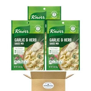 knorr sauce mix creamy pasta sauce for simple meals and sides garlic & herb no artificial flavors, no added msg 1.6 oz - pack of 3 (4.8 oz in total)