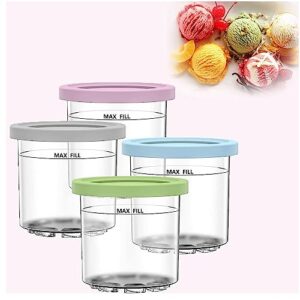 disxent creami deluxe pints, for ninja cremini extra pints, ice cream containers reusable,leaf-proof compatible with nc299amz,nc300s series ice cream makers