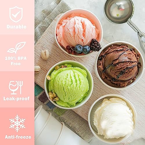 DISXENT Creami Deluxe Pints, for Ninja Cremini Extra Pints, Ice Cream Containers Reusable,Leaf-Proof Compatible with NC299AMZ,NC300s Series Ice Cream Makers