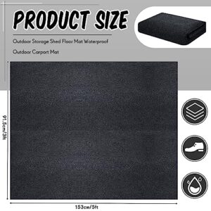 Haull Outdoor Storage Shed Floor Mat Waterproof Outdoor Carport Mat Thickened Soft Patio Furniture Mat Washable with Non Slip Backing, Storage Shed Not Included (5 x 3 FT)