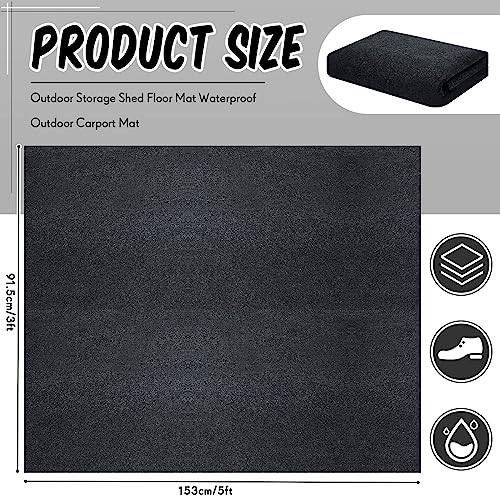 Haull Outdoor Storage Shed Floor Mat Waterproof Outdoor Carport Mat Thickened Soft Patio Furniture Mat Washable with Non Slip Backing, Storage Shed Not Included (5 x 3 FT)