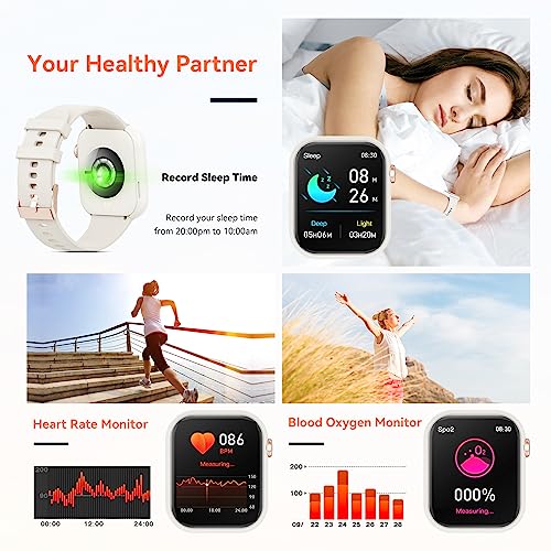 Smart Watch,Bluetooth Call Smartwatch for Men Women,Monitor Heart Rate/Sleep/Blood Oxygen/Pedometer,Multiple Exercise Modes,Compatible with iOS and Android, 1.85-inch Screen Fitness Trackers