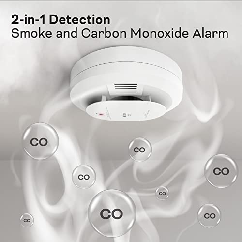 Kidde Hardwired Smoke & Carbon Monoxide Detector, AA Battery Backup, Interconnectable, LED Warning Light Indicators, 2 Pack & Smoke Detector, Hardwired Smoke Alarm, Test-Silence Button, Pack of 4