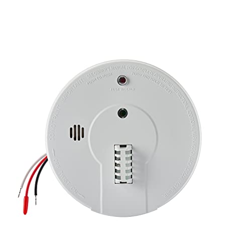 Kidde Heat Detector, Hardwired with Battery Backup & 2 LEDs, Interconnectable & Smoke Detector, Hardwired Smoke Alarm with Battery Backup, Front-Load Battery Door, Test-Silence Button, White