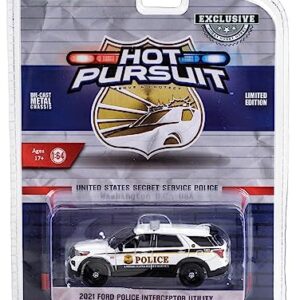 2021 Police Interceptor Utility White United States Secret Service Police Washington DC Hot Pursuit Special Edition 1/64 Diecast Model Car by Greenlight 43015E