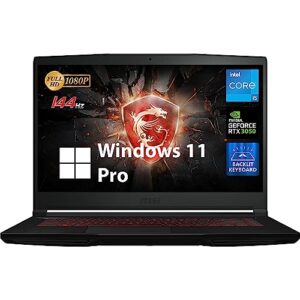 msi gf63 thin gaming laptop, 15.6" fhd 144hz, intel 6-core i5-11400h, nvidia geforce rtx 3050, 32gb ddr4, 1tb pcie ssd, backlit keyboard with anti-ghosting, wifi 6, rj45 lan, windows 11 pro, marspc