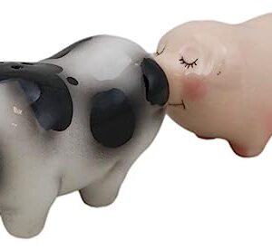 Ebros Gift Ceramic Star Crossed Lovers Chubby Country Farm Bacon Porky Pig Couple Kissing Salt And Pepper Shakers Set Valentines Pigs Piglets Figurines Party Kitchen Tabletop Collectible Accents