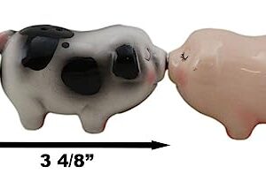 Ebros Gift Ceramic Star Crossed Lovers Chubby Country Farm Bacon Porky Pig Couple Kissing Salt And Pepper Shakers Set Valentines Pigs Piglets Figurines Party Kitchen Tabletop Collectible Accents