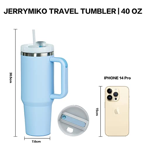 JERRYMIKO 40 oz Tumbler With Handle and Straw Lid,Simpl Moder Double Wall Vacuum Sealed Stainless Steel Insulated Tumblers,Travel Mug for Hot and Cold Beverages,Thermos Travel Coffee Mug (Sakura Pink)