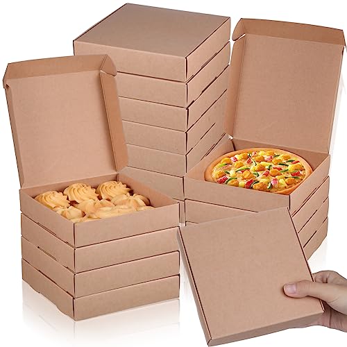 Roshtia 100 Pack Kraft Mini Pizza Boxes Party Small Pizza Boxes 5.25 x 5.25 Square Pizza Party Favors Boxes Take out Containers Gift Packing Boxes for Pizza, Cake, Cookies, Food