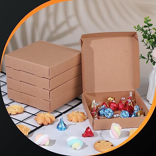 Roshtia 100 Pack Kraft Mini Pizza Boxes Party Small Pizza Boxes 5.25 x 5.25 Square Pizza Party Favors Boxes Take out Containers Gift Packing Boxes for Pizza, Cake, Cookies, Food