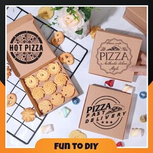 Roshtia 100 Pack Kraft Mini Pizza Boxes Party Small Pizza Boxes 5.25 x 5.25 Square Pizza Party Favors Boxes Take out Containers Gift Packing Boxes for Pizza, Cake, Cookies, Food