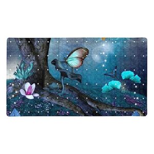 non-slip bathtub mats enchanted tree in blue forest prints soft bath tub bathroom shower mat for baby and adults, machine washable