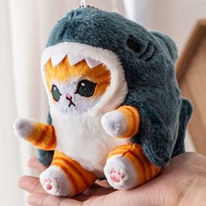 cute shark cat animal plush toy, cat face shark plush pillow, kawaii soft plush cute shark cat for adult girl boy gift （5"）