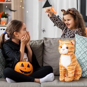 Libima 13 Inch Cat Plush Stuffed Animal Realistic Cat Plush Toy Soft Kitten Stuffed Animal for Halloween Christmas Home Decor Animal Collection Pet Party Favors Supplies (Orange,Vivid)