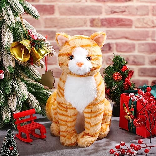 Libima 13 Inch Cat Plush Stuffed Animal Realistic Cat Plush Toy Soft Kitten Stuffed Animal for Halloween Christmas Home Decor Animal Collection Pet Party Favors Supplies (Orange,Vivid)