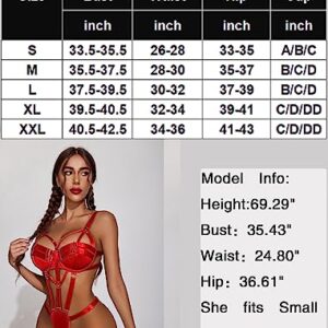 Avidlove Sexy Lingerie Set Lingerie Teddy One Piece Bodysuit Valentines Babydoll Red Large