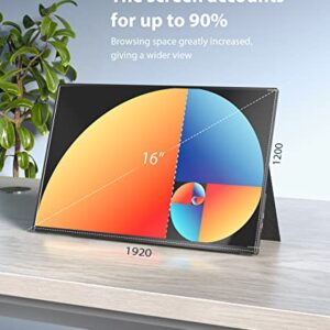 Ingnok Portable Monitor Bundle - 16 Inch 1200P 16:10 320cd/m2 Laptop Screen & FHD 1080P 15.6 Inch 350cd/m2 Second External Monitor for Laptop, MacBook, PS5, PS4, Xbox, Switch