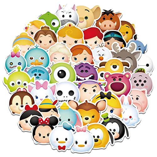 50Pcs Mixed Disney Cartoon Stickers Pack Princess Stickers Cute Cartoon Characters Stickers Cartoon Movie Decal Childrens Decorative Sticker for Kids Teens Adults Waterproof Vinyl Princess Stickers for Water Bottle Laptop Luggage (Mixed Cartoon)