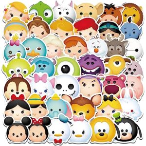 50Pcs Mixed Disney Cartoon Stickers Pack Princess Stickers Cute Cartoon Characters Stickers Cartoon Movie Decal Childrens Decorative Sticker for Kids Teens Adults Waterproof Vinyl Princess Stickers for Water Bottle Laptop Luggage (Mixed Cartoon)