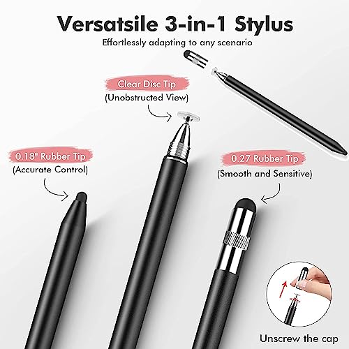 Styluslink(TM) 3-in-1 Universal Touch Screen Stylus Pen for Touch Screens, Compatible with All Samsung Galaxy Tablets/All iPad/iPad Air/iPad Mini/iPad Pro and All Other Touchscreen Devices (2Pcs)