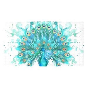 Shower Mat Non Slip Peacock Bathtub Mats for Kids Shower Bath Mat for Bathroom Tub 15.1x26.8 Inch, Machine Washable