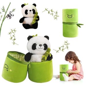 emoin panda stuffed animals panda bamboo plush toy 11.8 inch bamboo tube panda pillow stuffed panda bear plushies panda doll gifts for boys girls
