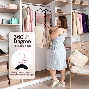 Velvet Hanger,Pants Clothes Hanger Space Saving Myfolrena Closet Organizers and Storage, Multi-Layer Hanger for Pants with 360 Degree Swivel Hook Hanger for Pants Jeans Leggings Slack Scarf(Black,3)