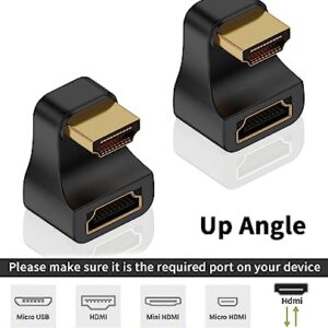 Poyiccot 8K U Shaped HDMI Adapter, 180 Degree HDMI Adapter, Up Angle HDMI 2.1 Extender Adapter 48Gbps HDMI Male to Female Extension Adapter with LED Indicator for HDTV, PS5, Laptop, 2pack