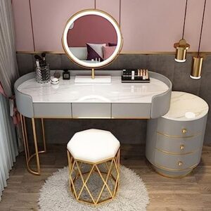 kwoking contemporary bedroom metallic without lighted mirror with drawer makeup vanity set makeup table storage cabinet integrated grey - makeup vanity 47" l x 16" w x 31" h