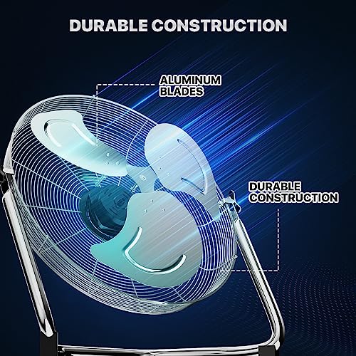 mollie 22 Inch 3572 CFM High Velocity Floor Fan with 3 Speed Heavy Duty Metal Adjustable Tilt Portable Quiet Air Circulator for Home Bedroom Garage Commercial Use