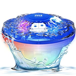 pyle pledfn8.5 pool fountain with 6 mode led light show, water resistance ip68, built in rechargeable battery, floating sprinkler for swimming pools & pond, multi-color