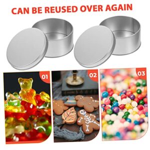 HEMOTON 2pcs Tinplate Box Christmas Crackers Mini Cake Candy Gift Wedding Candy Box Candles Tins Box Tinplate Empty Tins Cookie Tins with Lids Cookie Storage Large Cookie Tins Silver Tea