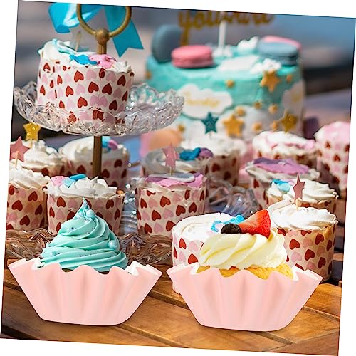 YARNOW 100pcs Cupcake Wavy Cake Tray Bread Tray Mini Cake Boxes Wedding Wrapping Paper Popcorn Cupcake Wrappers Small Bread Pan Muffin Liners Decorative Baking Cups Muffin Baking Liners