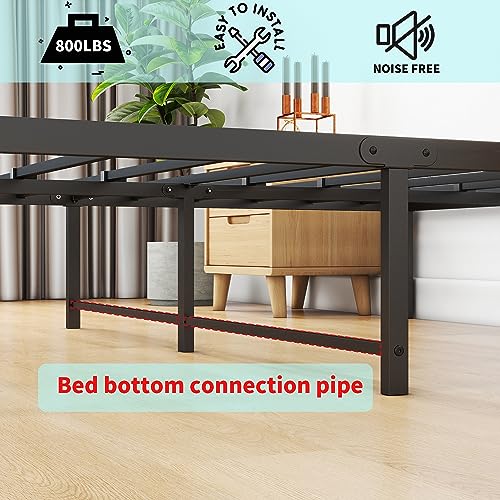 DUMEE Metal Full Size Bed Frame, 14 Inch High Platform Bed Frames Full, Steel Slats Mattress Foundation No Box Spring Needed, Enhanced Support Noise Free, Easy Assembly, Black