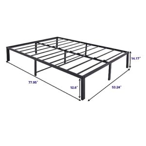 DUMEE Metal Full Size Bed Frame, 14 Inch High Platform Bed Frames Full, Steel Slats Mattress Foundation No Box Spring Needed, Enhanced Support Noise Free, Easy Assembly, Black