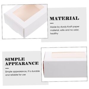 NUOBESTY 50pcs Packaging Boxes Mini Cake Containers Clear Bread Box Soap Container Treat Box Compact Paper Box for Cookie Small Cake Boxes Packing Box Storage Box Carton Airplane Box White