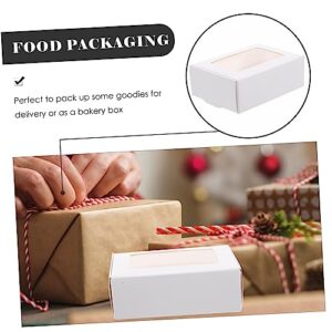 NUOBESTY 50pcs Packaging Boxes Mini Cake Containers Clear Bread Box Soap Container Treat Box Compact Paper Box for Cookie Small Cake Boxes Packing Box Storage Box Carton Airplane Box White