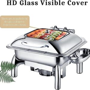 KFJZGZZ 6 L Chafing Dish Set, Stainless Steel Buffet Server Warming Tray with Water Pan amp; Fuel Holders, for Restaurant Catering Parties Weddings Picnics Food Warmer