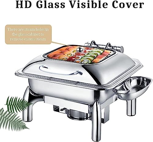 KFJZGZZ 6 L Chafing Dish Set, Stainless Steel Buffet Server Warming Tray with Water Pan amp; Fuel Holders, for Restaurant Catering Parties Weddings Picnics Food Warmer