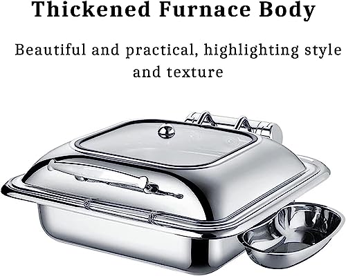 KFJZGZZ 6 L Chafing Dish Set, Stainless Steel Buffet Server Warming Tray with Water Pan amp; Fuel Holders, for Restaurant Catering Parties Weddings Picnics Food Warmer