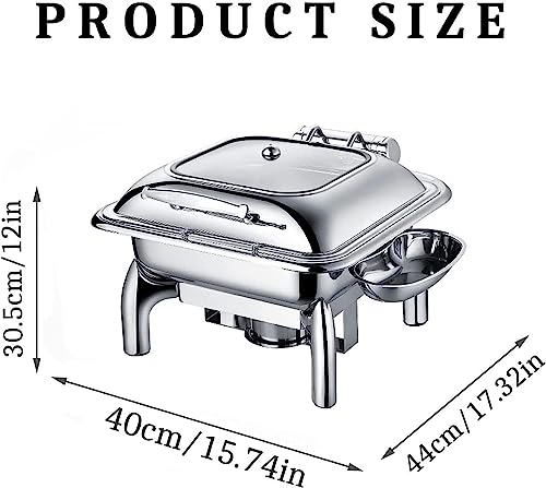 KFJZGZZ 6 L Chafing Dish Set, Stainless Steel Buffet Server Warming Tray with Water Pan amp; Fuel Holders, for Restaurant Catering Parties Weddings Picnics Food Warmer