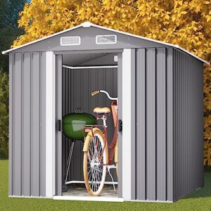 6x6 ft outdoor storage shed garden shen,outdoor shed metal shed with lockable doors,large garden shed bike storage,perfect to store tools,bike,lawn mower