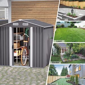 6x6 Ft Outdoor Storage Shed Garden Shen,Outdoor Shed Metal Shed with Lockable Doors,Large Garden Shed Bike Storage,Perfect to Store Tools,Bike,Lawn Mower