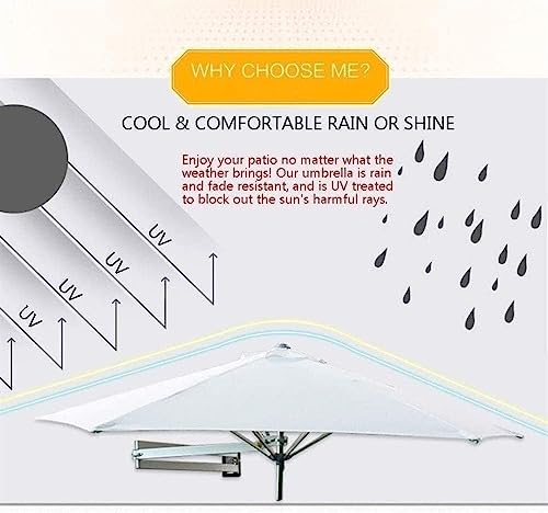 Patio Garden Parasols Umbrella Awnings Portable Parasols Wall-Mounted Aluminium Patio Umbrella - Outdoor Garden Balcony Tilting Sunshade Umbrella (Color : White)