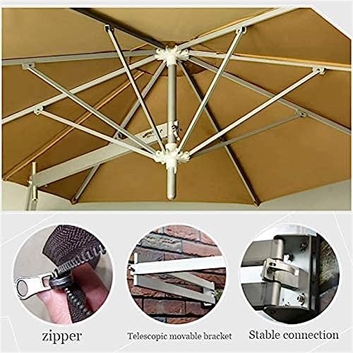 Patio Garden Parasols Umbrella Awnings Portable Parasols Wall-Mounted Aluminium Patio Umbrella - Outdoor Garden Balcony Tilting Sunshade Umbrella (Color : White)